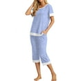 thumbnail image 5 of Cueply Womens Pajamas Sets Short Sleeve Sleepwear Top Capri Pants Casual Lounge Sets with Pockets, 5 of 6