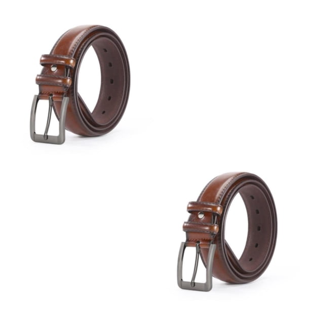 Sonducket Cinturón para hombre con patrón en relieve y cierre de ojal conveniente cinturón de pantalones de piel de vaca de imitación café Café 2Conjunto
