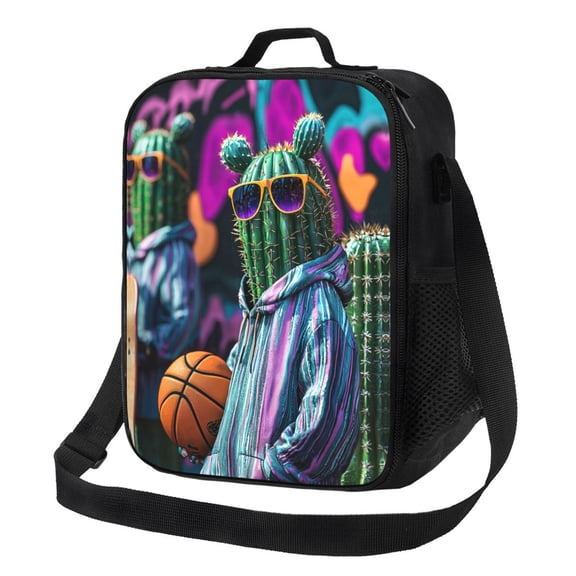Cool Cactus Lunch Bag Reusable Lunch Box Insulated Tote Bag with Adjustable Shoulder Strap