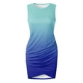 thumbnail image 4 of Women 2025 Summer Sleeveless Tank Dresses Crew Neck Slim Fit Short Casual Ruched Bodycon Party Club Mini Dress, 4 of 5