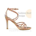 thumbnail image 3 of BLISSFUL STEP Stiletto Heel Strappy Straps Open Toe Sandals for Women Rose Gold 6, 3 of 6