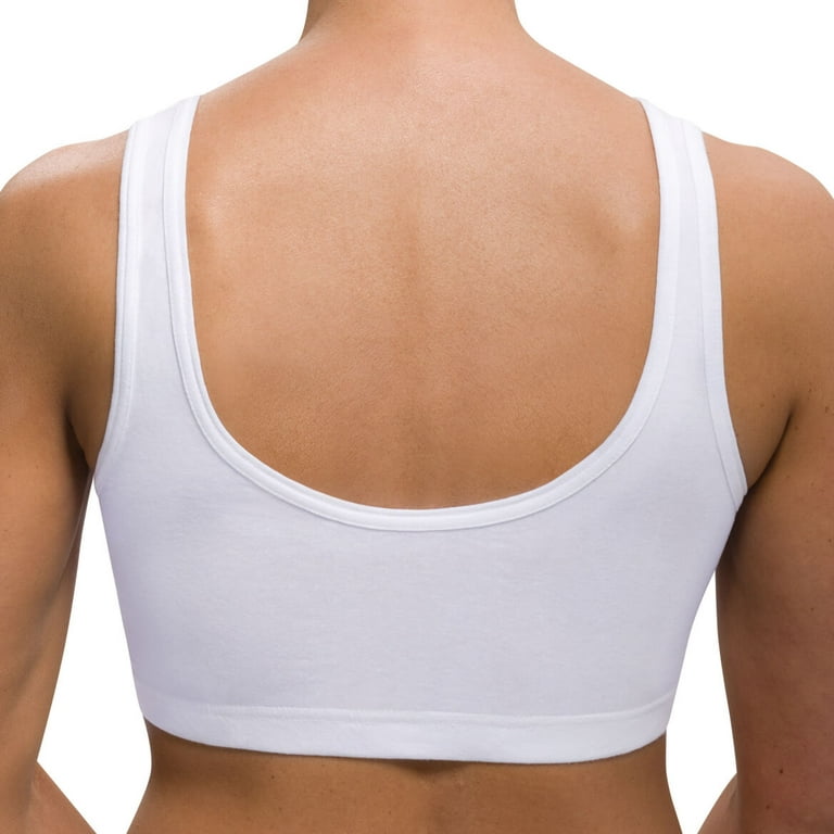 Snap Front Seamless Bra with Ultra-Wide Straps For Comfort and Support,  Plush Fabric - White, XL 
