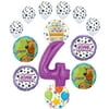 Scooby Doo 4th Birthday Party Supplies Balloon Bouquet Decorations - Purple Number 4