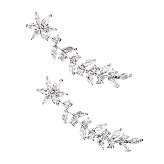 AURARMLET Elegant Copper Ear Climbers with Flower and Leaf Design for Daily Wear