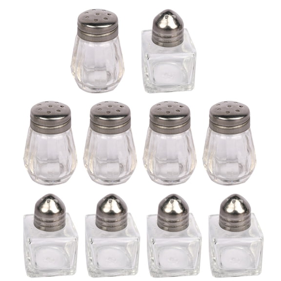 10 Mini Glass Salt & Pepper Shakers - Portable for Travel & Baking