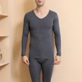 thumbnail image 3 of Thermal Underwear Set Soft V Neck Thick Winter Base Layer Thermal Shirt for Men, 3 of 10