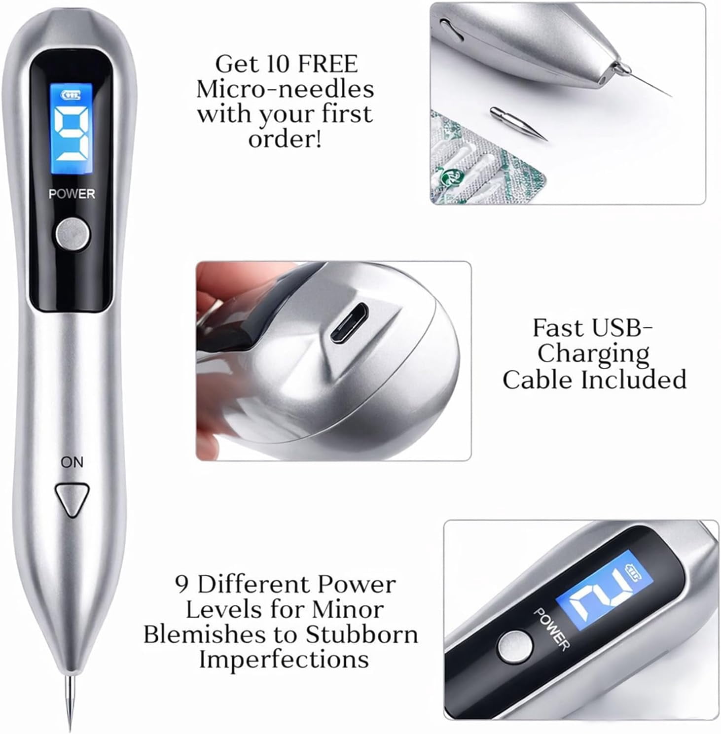 Nuzzy Pen for Skin, Advanced Beauty Pen, Portable and Rechargeable Tools to Use at Home (White)