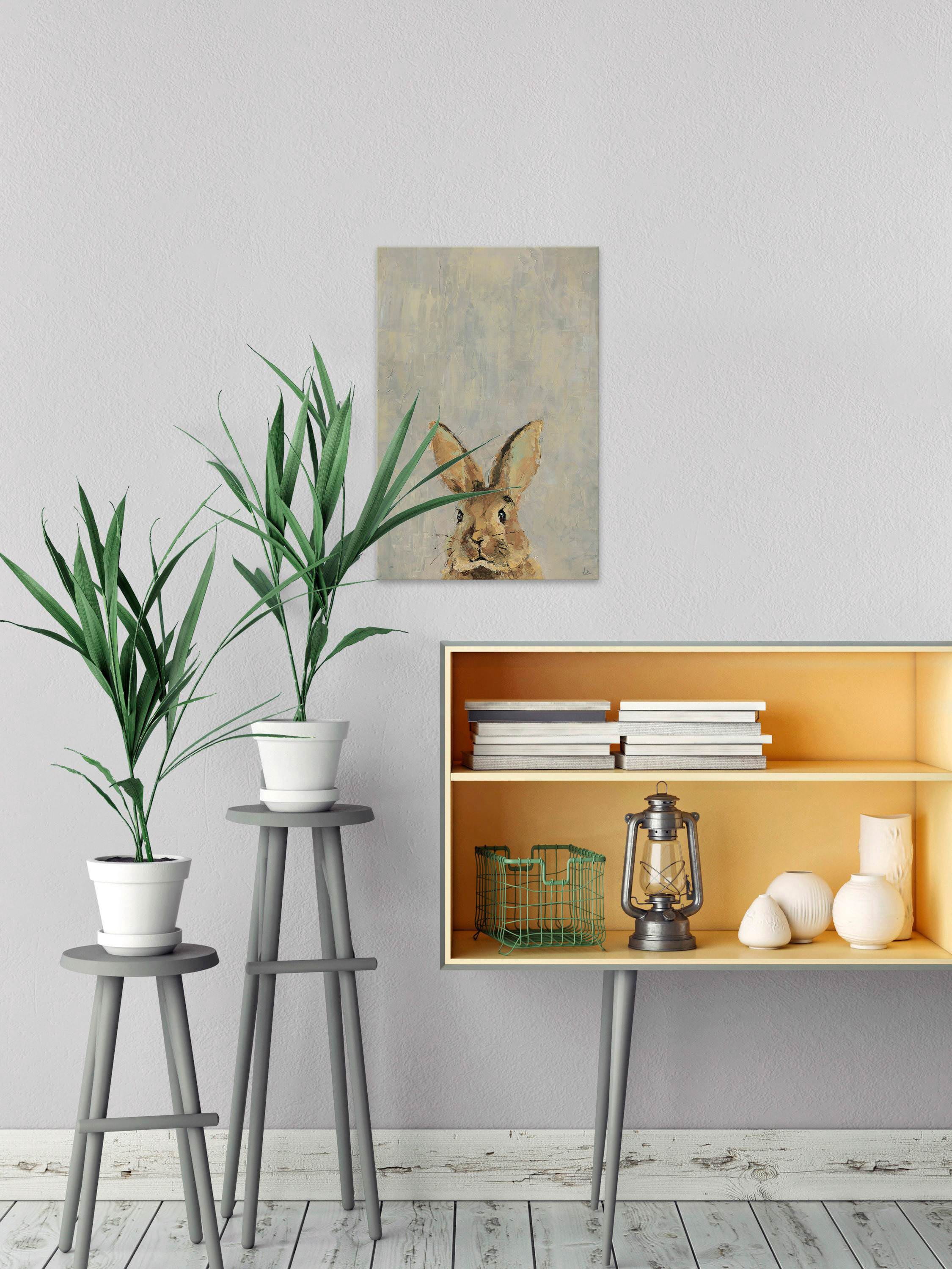 What up Rabbit Painting Print on Wrapped Canvas
