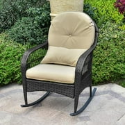 LVUYOYO Outdoor Wicker Rocking Chair All Weather Wicker Rocker Chair with Cushions for Garden Patio Yard Porch Lawn Balcony Backyard