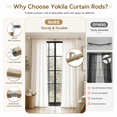 thumbnail image 4 of Yokila 1" Heavy Duty Curtain Rods for Windows 18-60 Inch Adjustable, Farmhouse Single Light Brown Rod with Decorative Floral Leaf Finials for Living Room Bedroom, 4 of 10