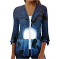 thumbnail image 2 of ICHUANYI Clearance Women's Floral Print Puff Sleeve Cardigan Loose Cover Up Blouse Tops 3/4 Sleeve Ruffle Open Front Button Cardigan ICHUANYI "ICHUANYI", 2 of 5