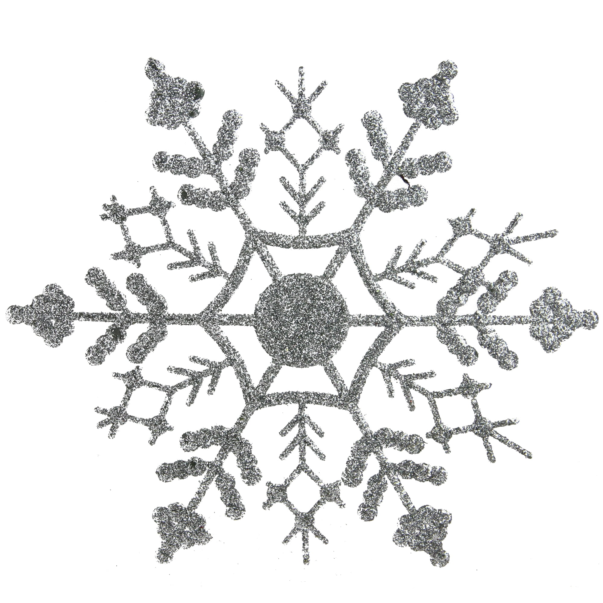 24ct Silver Splendor Glitter Snowflake Christmas Ornaments 4 Walmart Com Walmart Com