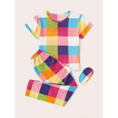 

Womens Pajama Sets Pant Sets Short Sleeve Sleepwear Multicolor L