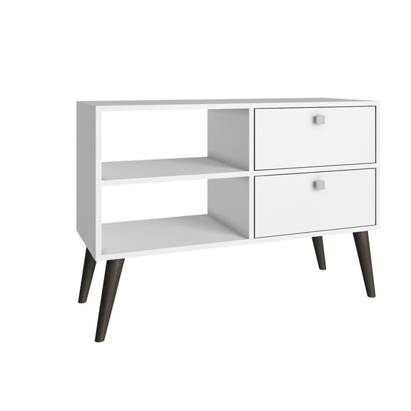 Bowery Hill 2-Drawer Mid-Century Wood TV Stand for TVs up to 32" in White