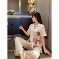 thumbnail image 3 of Pijama de seda de hielo para mujer, traje de manga corta con estampado de conejo de dibujos animados, bolso elegante, novedad de verano de 2023, 3 of 4