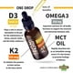 thumbnail image 3 of Gotas líquidas de vitamina D3 K2 de 5000 UI con aceite MCT Omega 3 (paquete de 2 unidades), 3 of 9