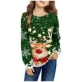 thumbnail image 1 of MIASHUI Chandail à Capuchon et Chandails en Molleton pour Filles Automne Hiver Col Rond Manches Longues Hauts Imprimés Décontractés pour Enfants, 1 of 3