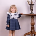 thumbnail image 5 of Toddler Girls Vintage Plaid Dress Soft Cotton Princess Ruffle Dress with Bow Long Sleeve Fall Heirloom Outfit, 5 of 5