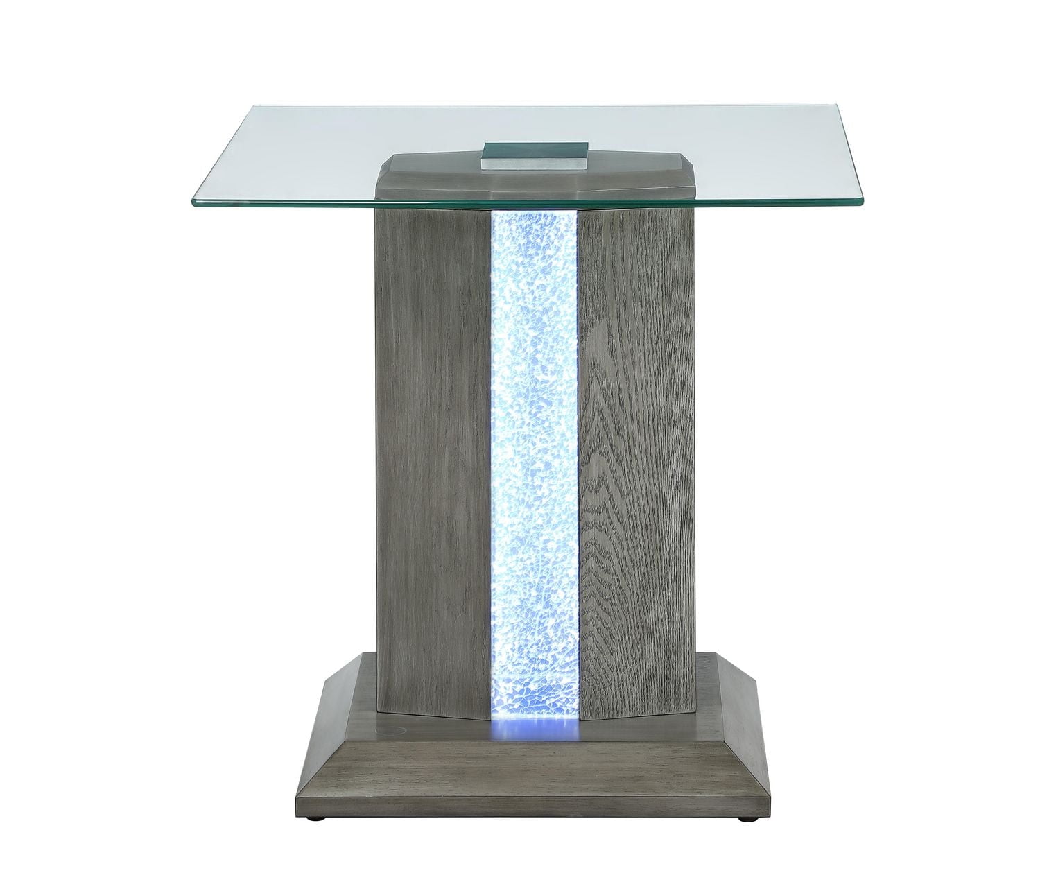 Topline Home Furnishings End Table With Glass Top and LED