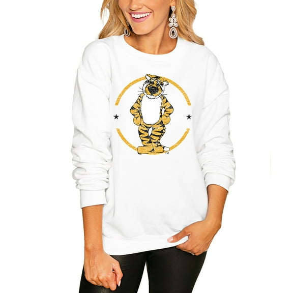 Women's Gameday Couture White Missouri Tigers End Zone Oversized Sweatshirt
