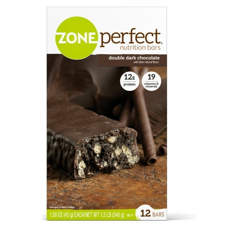 Complete Nutrition Energy Bar - ZonePerfect Nutrition Snack Bar, Double Dark Chocolate, 12g Protein, 12 Ct