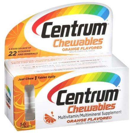 Centrum Multivitamin / Multimineral Supplement Orange flavored Centrum Chewables 50 ct