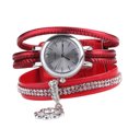 thumbnail image 1 of Moda mujer PU correa de cuero cuarzo exquisito reloj de pulsera de diamantes de imitación (rojo), 1 of 2