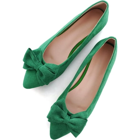 

Pfhytec LU Pointy Toe Ballet Flats for Women with Cute Bowknot Elegant Slip-ons Soft Support Daily Walking Shoes