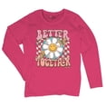 thumbnail image 5 of Better Together Women's Long Sleeve T-shirt Vintage Retro Boho Style 70s Floral Vibe Hippie Peace Love Friendship Bohemian, 5 of 7