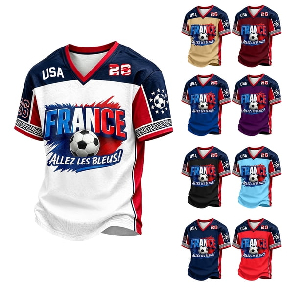 2026 New USA Soccer Jersey Casual Athletic Top for Men, United States Jersey Soccer, Retro Streetwear Football Shirt Short Sleeve V Neck Streetwear Fan Wear for Adult(White, 2XL)