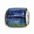 thumbnail image 1 of 925 Sterling Silver Reflections Rainbow Dichroic Glass Barrel Bead; for Adults and Teens; for Women and Men, 1 of 3