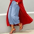 thumbnail image 2 of ASDFVBKG Wide Leg Jeans for Women Trendy High Waisted Flare Jeans Cropped Denim Pants Stretchy Baggy with Patch Pockets Sky Blue XXL, 2 of 4
