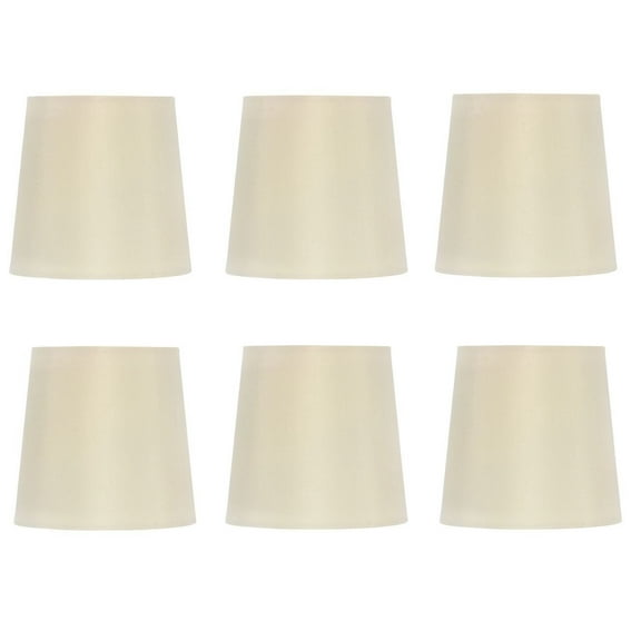 Set of 6 Silk Chandelier Lamp Shades 5 Inch Euro Style Drum Eggshell Silk