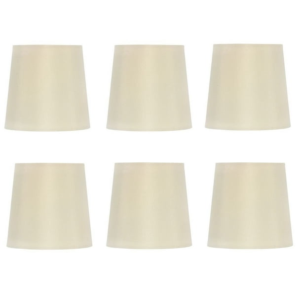 Set of 6 Silk Chandelier Lamp Shades 5 Inch Euro Style Drum Eggshell Silk