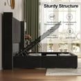 thumbnail image 7 of VanAcc Lift up Storage Bed Frame Queen Size, Upholstered Platform Bed Velvet with Channel Tufted Wingback Headboard, No Box Spring Needed, Black, 7 of 7