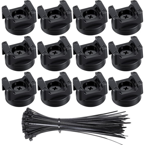 BDKWID-112 Pieces Magnetic Cable Zip Tie Mounts, 12 Pcs Magnets with 100 Pcs Cable Zip Ties, Multipurpose Magnetic Cables Holder for Cables Management, Wire Management Bases