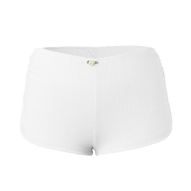 パンツ pretty knit shorts (off white) moose's Shorts Women Ladies Low Waist Side Slit Slim Pajamas Bottoms