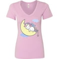 thumbnail image 3 of Inktastic Unicorn Moon Women's V-Neck T-Shirt, 3 of 5