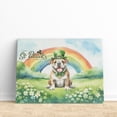 thumbnail image 3 of Happy St. Patrick’s Day Bulldog with Green Hat Shamrocks Rainbow Horizontal Matte Canvas Poster Dog Lover Gifts Idea Wall Art Home Decor - 03007, 3 of 5
