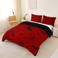 thumbnail image 2 of Homewish Gothic Halloween Spider Web Bedding,Bat Spooky Pattern Duvet Cover Full,Red Black,Black Reversible,3pcs,1 Duvet Cover and 2 Pillowcases, 2 of 6