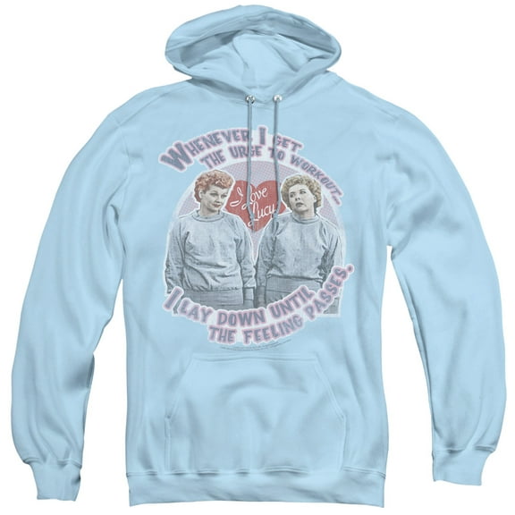 I Love Lucy Lucys Workout Adult Pullover Hoodie Sweatshirt Light Blue