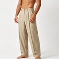 thumbnail image 4 of Guluxicc Men's Cotton Dress Pants with Pockets Button Front Loose Long Straight Leg Trousers for Summer Golf Wear Business Casual Outfits, 4 of 6