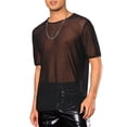 thumbnail image 4 of Camiseta de malla transparente INSPIRE CHIC para hombre, camiseta de manga corta, cuello redondo, camiseta de fiesta transparente, 2XL, negra, 4 of 4