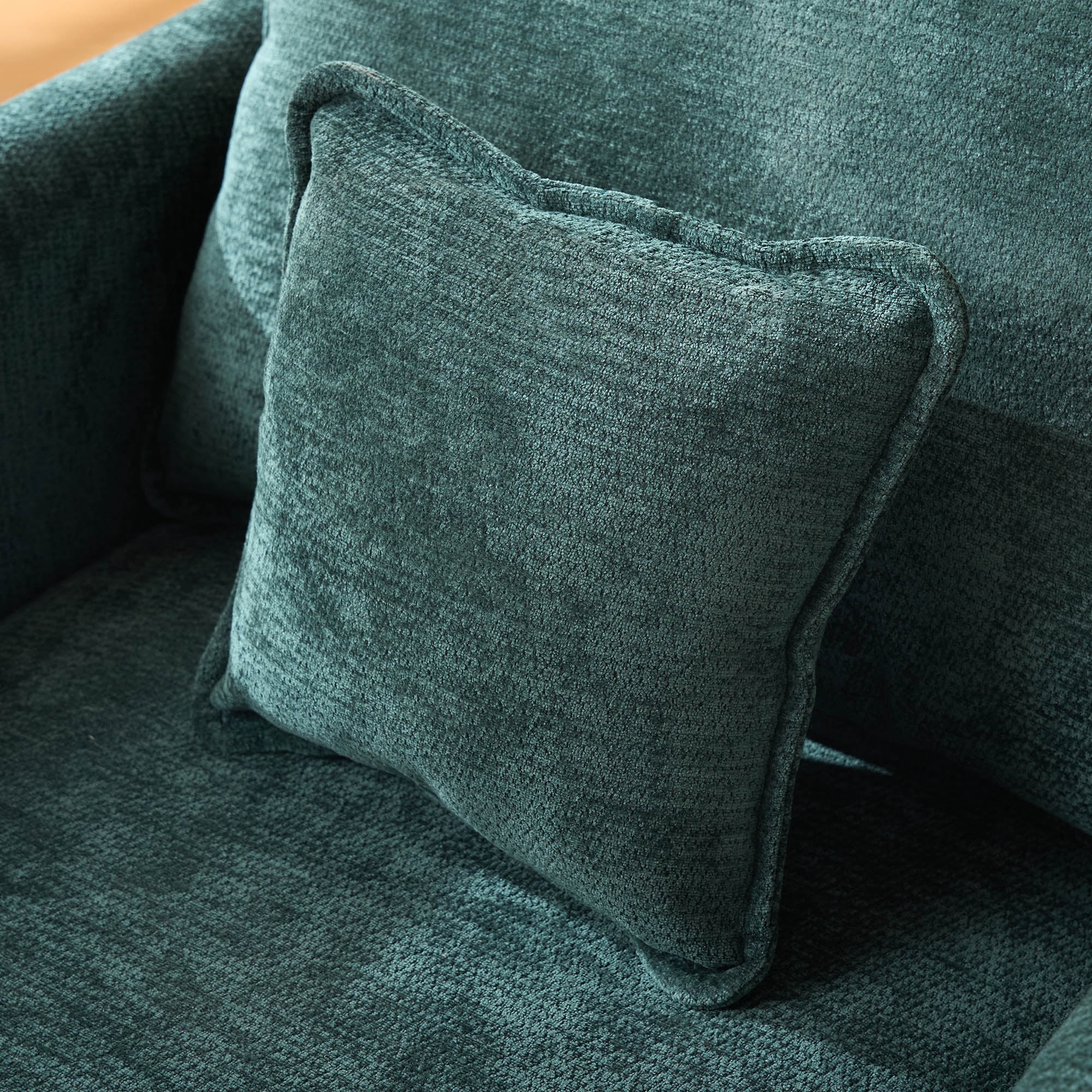 Modern Accent Chair,Linen Single Sofa Chair,Modern Reading Armchair with Pillow for Living Room,Bedroom,Dark Green