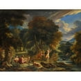 thumbnail image 3 of Pieter Mulier the Elder 24x19 Black Modern Framed Museum Art Print Titled - Pan and Syrinx in a River Landscape (1700), 3 of 5