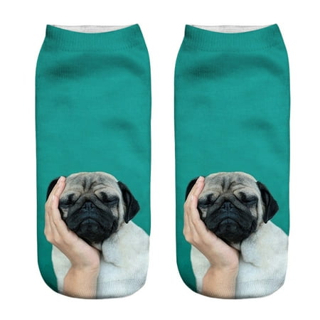

〖Yilirongyumm〗 Socks Short Casual Socks Unisex 3D Printed Dog Socks Anklet Popular Socks