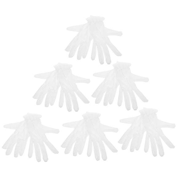 Worgeous Cotton Work Gloves for Art Handling White 6 Pairs 23X10cm