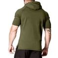 thumbnail image 4 of Men's Loose Pocket Casual Sports Hooded Short-Sleeve T-Shirt Comfortable Soft Fabric Spring & Summer Daily Wear Active Tops,Army Green,XXXL, 4 of 4