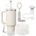 thumbnail image 1 of Juego de Accesorios de 3 Piezas para Taza Stanley - Tapa de Popote con Diamante, Cubierta de Base Antideslizante Brillante, Cadena de Letras Brillantes para Vasos de Stanley de 40Oz, 30Oz, 20Oz, 1 of 1