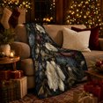 thumbnail image 3 of Printed Flannel Throw Blanket with Dark Vintage Hydrangea, 3 of 9